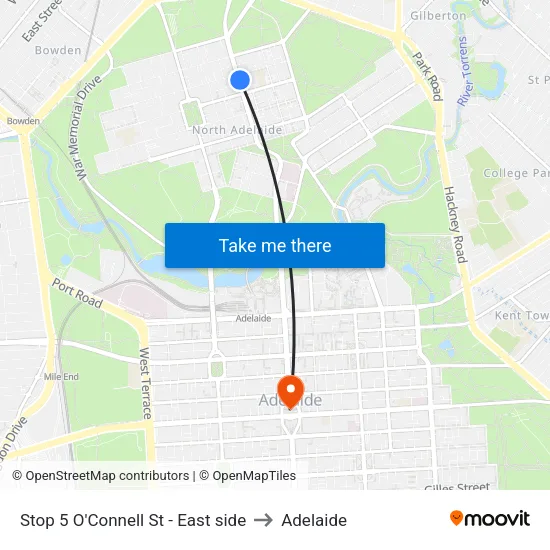 Stop 5 O'Connell St - East side to Adelaide map