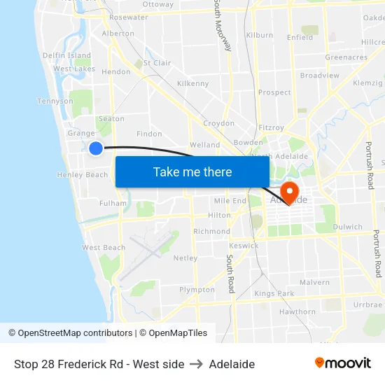 Stop 28 Frederick Rd - West side to Adelaide map