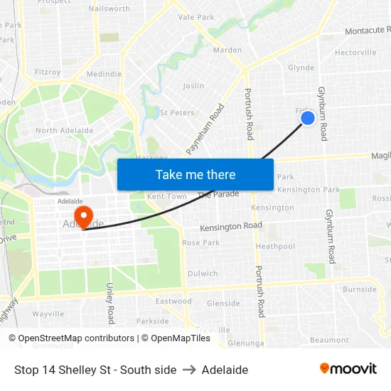 Stop 14 Shelley St - South side to Adelaide map