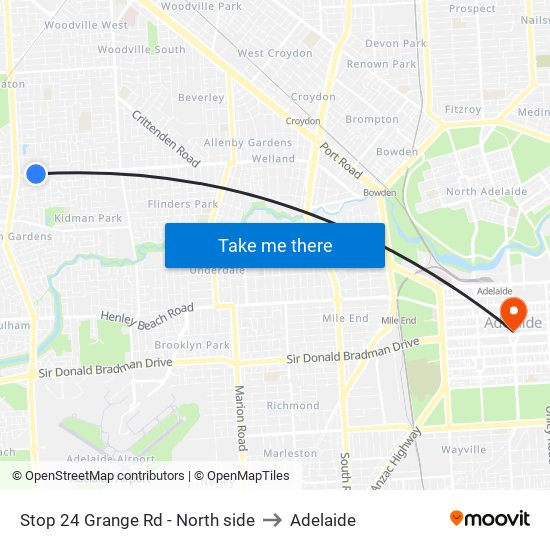 Stop 24 Grange Rd - North side to Adelaide map