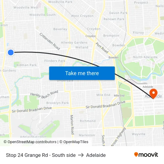 Stop 24 Grange Rd - South side to Adelaide map