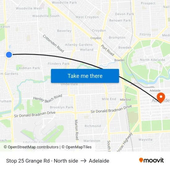 Stop 25 Grange Rd - North side to Adelaide map