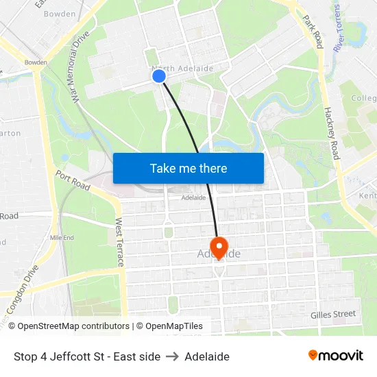 Stop 4 Jeffcott St - East side to Adelaide map