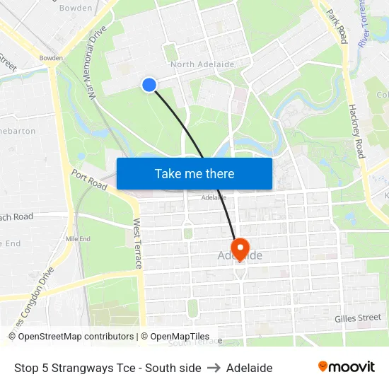 Stop 5 Strangways Tce - South side to Adelaide map