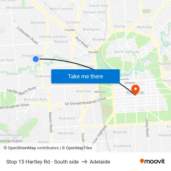 Stop 15 Hartley Rd - South side to Adelaide map