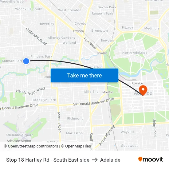 Stop 18 Hartley Rd - South East side to Adelaide map