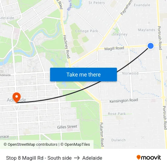 Stop 8 Magill Rd - South side to Adelaide map