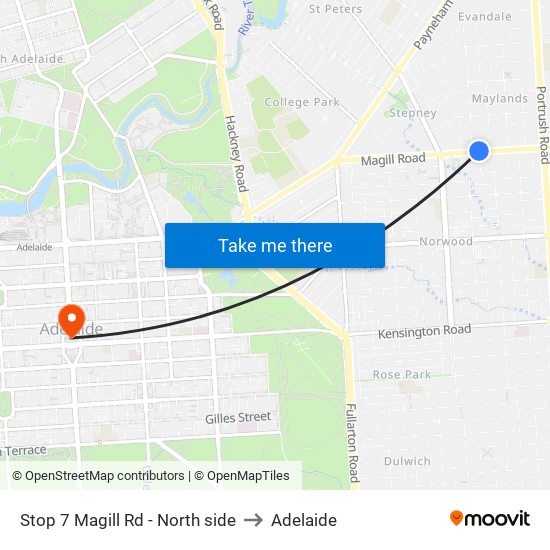 Stop 7 Magill Rd - North side to Adelaide map