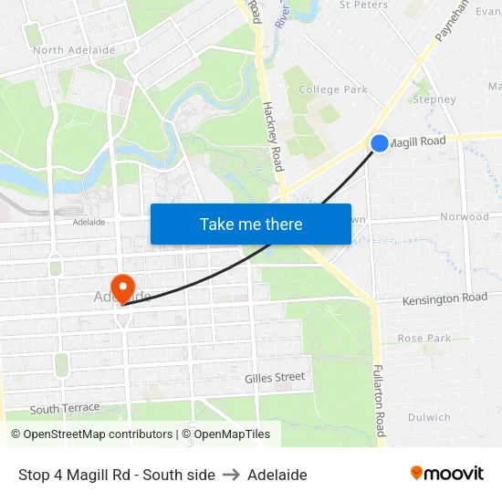 Stop 4 Magill Rd - South side to Adelaide map
