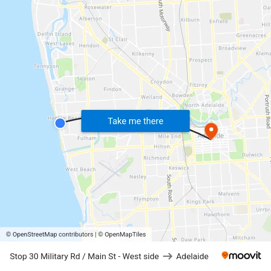 Stop 30 Military Rd / Main St - West side to Adelaide map
