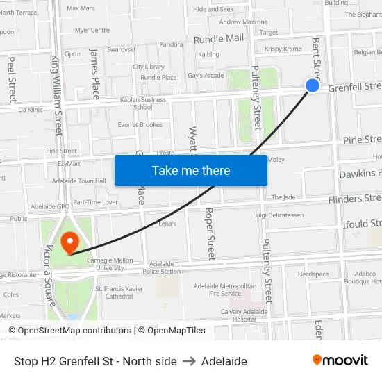 Stop H2 Grenfell St - North side to Adelaide map