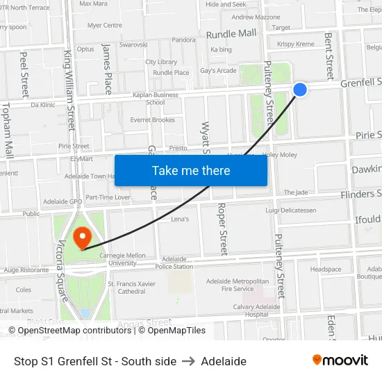 Stop S1 Grenfell St - South side to Adelaide map