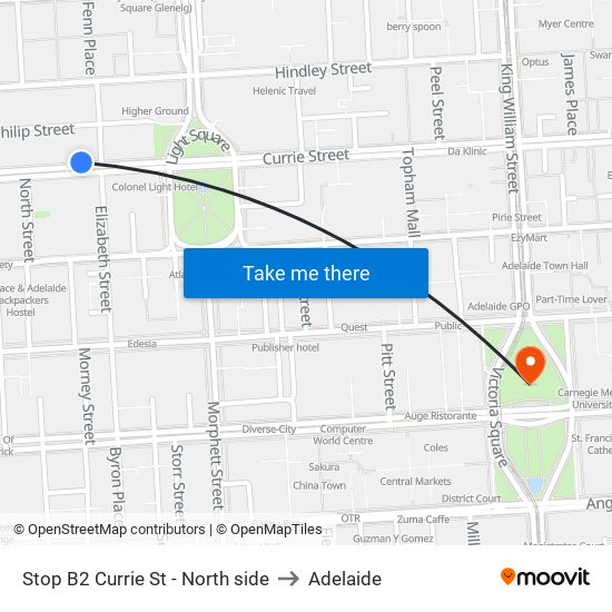 Stop B2 Currie St - North side to Adelaide map