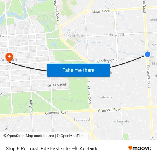 Stop 8 Portrush Rd - East side to Adelaide map