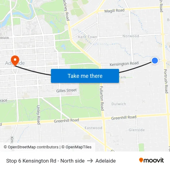 Stop 6 Kensington Rd - North side to Adelaide map