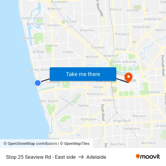 Stop 25 Seaview Rd - East side to Adelaide map