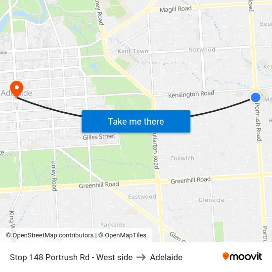 Stop 148 Portrush Rd - West side to Adelaide map