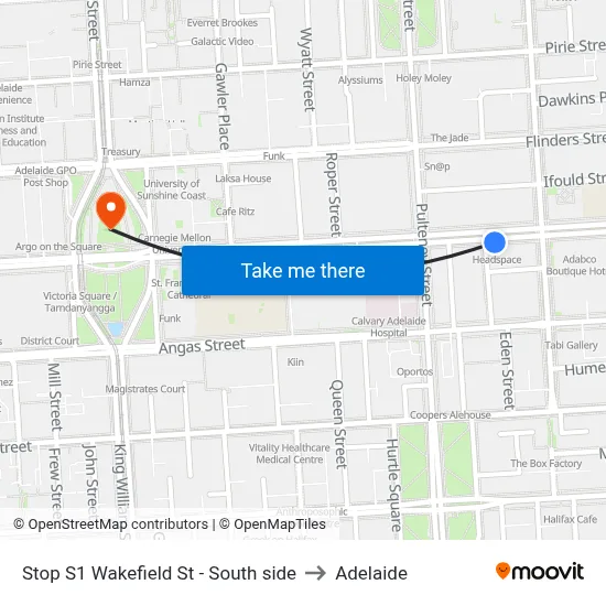 Stop S1 Wakefield St - South side to Adelaide map