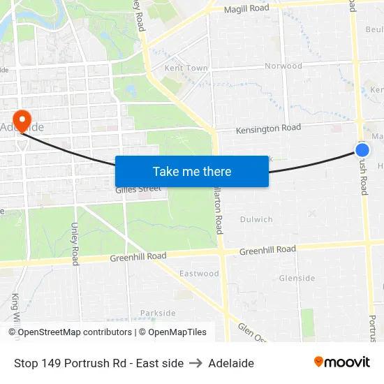 Stop 149 Portrush Rd - East side to Adelaide map