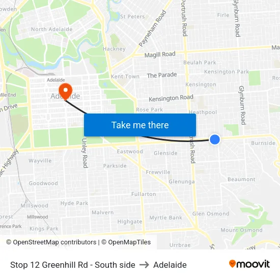 Stop 12 Greenhill Rd - South side to Adelaide map