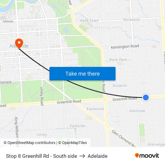 Stop 8 Greenhill Rd - South side to Adelaide map