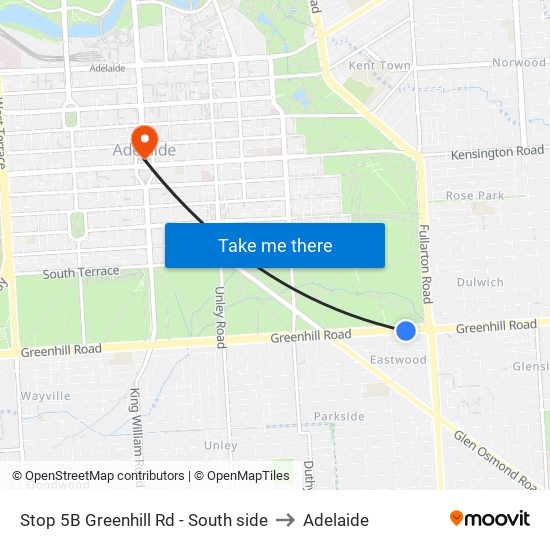 Stop 5B Greenhill Rd - South side to Adelaide map