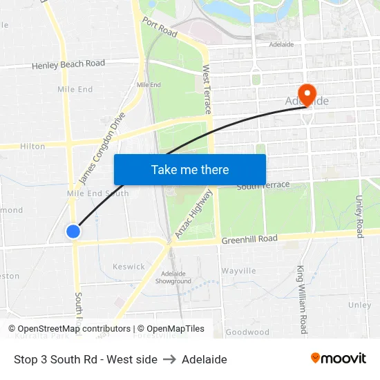 Stop 3 South Rd - West side to Adelaide map