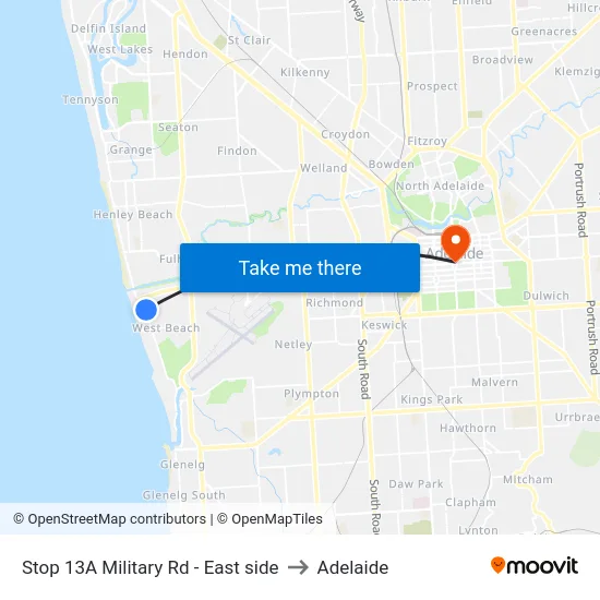 Stop 13A Military Rd - East side to Adelaide map