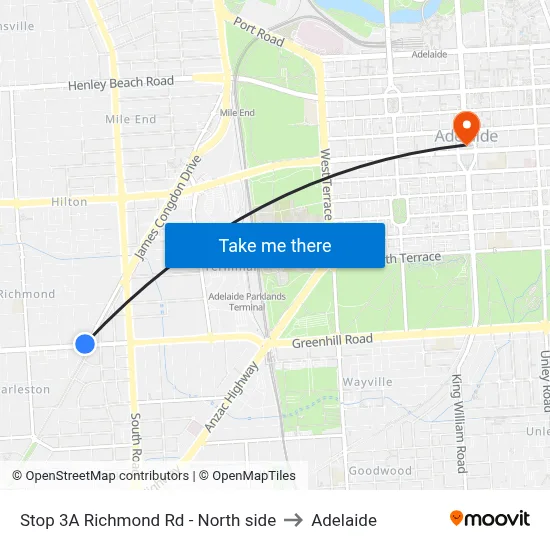 Stop 3A Richmond Rd - North side to Adelaide map