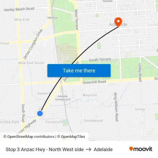 Stop 3 Anzac Hwy - North West side to Adelaide map
