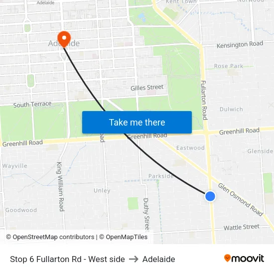 Stop 6 Fullarton Rd - West side to Adelaide map