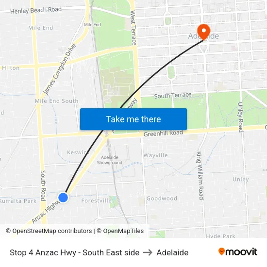 Stop 4 Anzac Hwy - South East side to Adelaide map