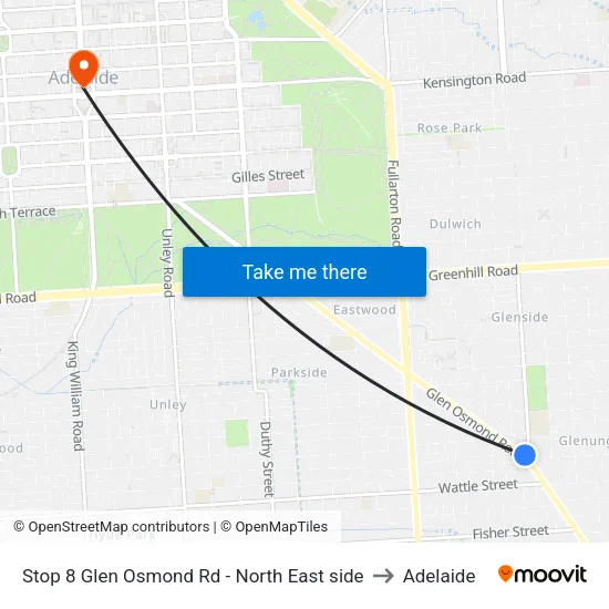 Stop 8 Glen Osmond Rd - North East side to Adelaide map