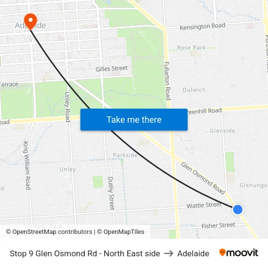 Stop 9 Glen Osmond Rd - North East side to Adelaide map