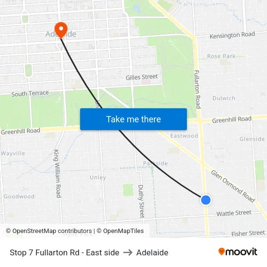 Stop 7 Fullarton Rd - East side to Adelaide map
