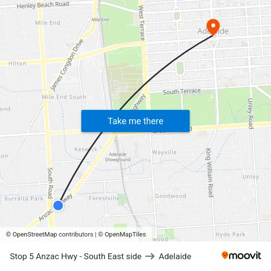 Stop 5 Anzac Hwy - South East side to Adelaide map