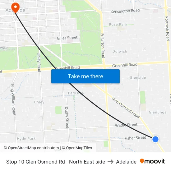 Stop 10 Glen Osmond Rd - North East side to Adelaide map