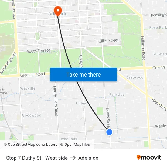 Stop 7 Duthy St - West side to Adelaide map