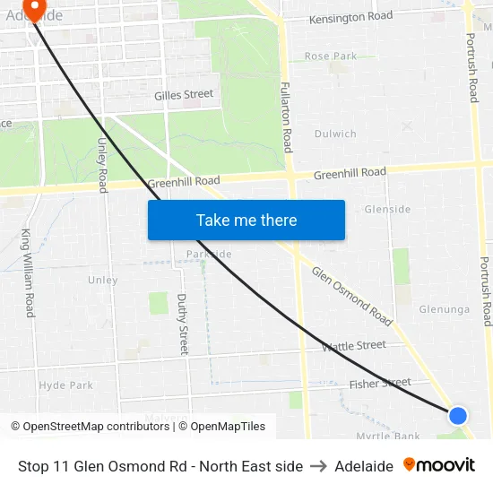 Stop 11 Glen Osmond Rd - North East side to Adelaide map