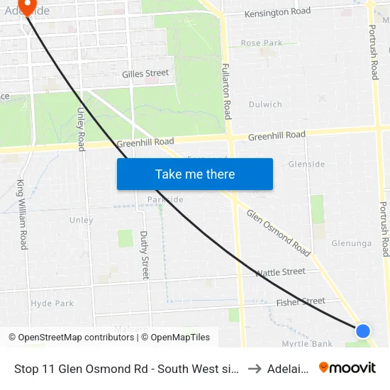 Stop 11 Glen Osmond Rd - South West side to Adelaide map