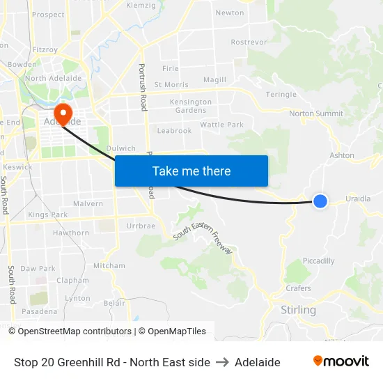 Stop 20 Greenhill Rd - North East side to Adelaide map