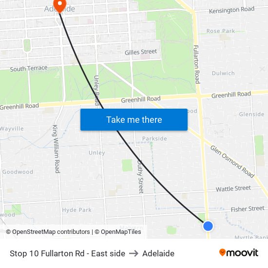 Stop 10 Fullarton Rd - East side to Adelaide map