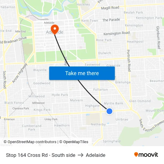 Stop 164 Cross Rd - South side to Adelaide map