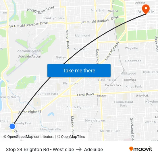 Stop 24 Brighton Rd - West side to Adelaide map
