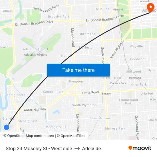 Stop 23 Moseley St - West side to Adelaide map