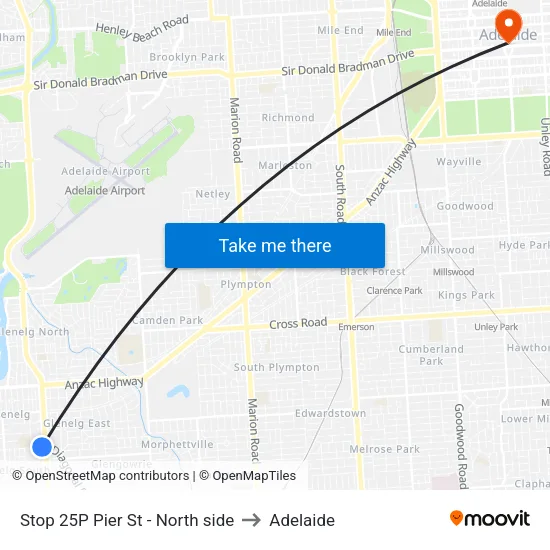 Stop 25P Pier St - North side to Adelaide map