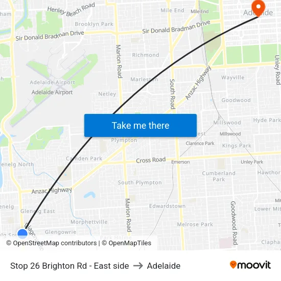 Stop 26 Brighton Rd - East side to Adelaide map