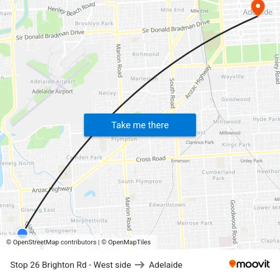 Stop 26 Brighton Rd - West side to Adelaide map