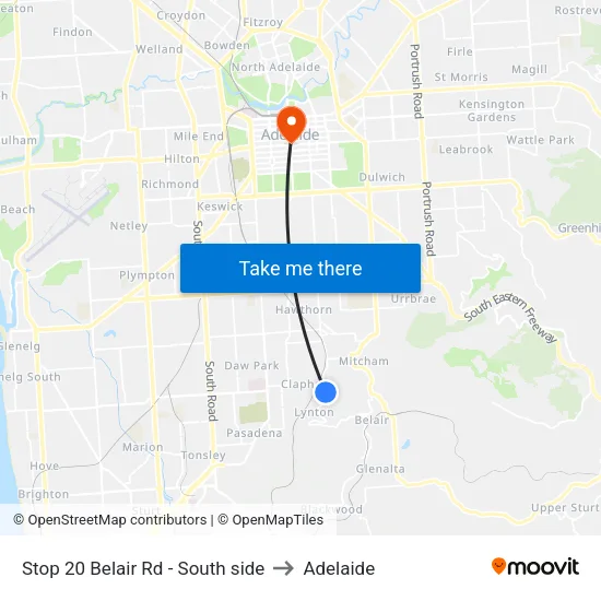 Stop 20 Belair Rd - South side to Adelaide map