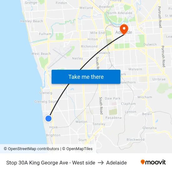 Stop 30A King George Ave - West side to Adelaide map